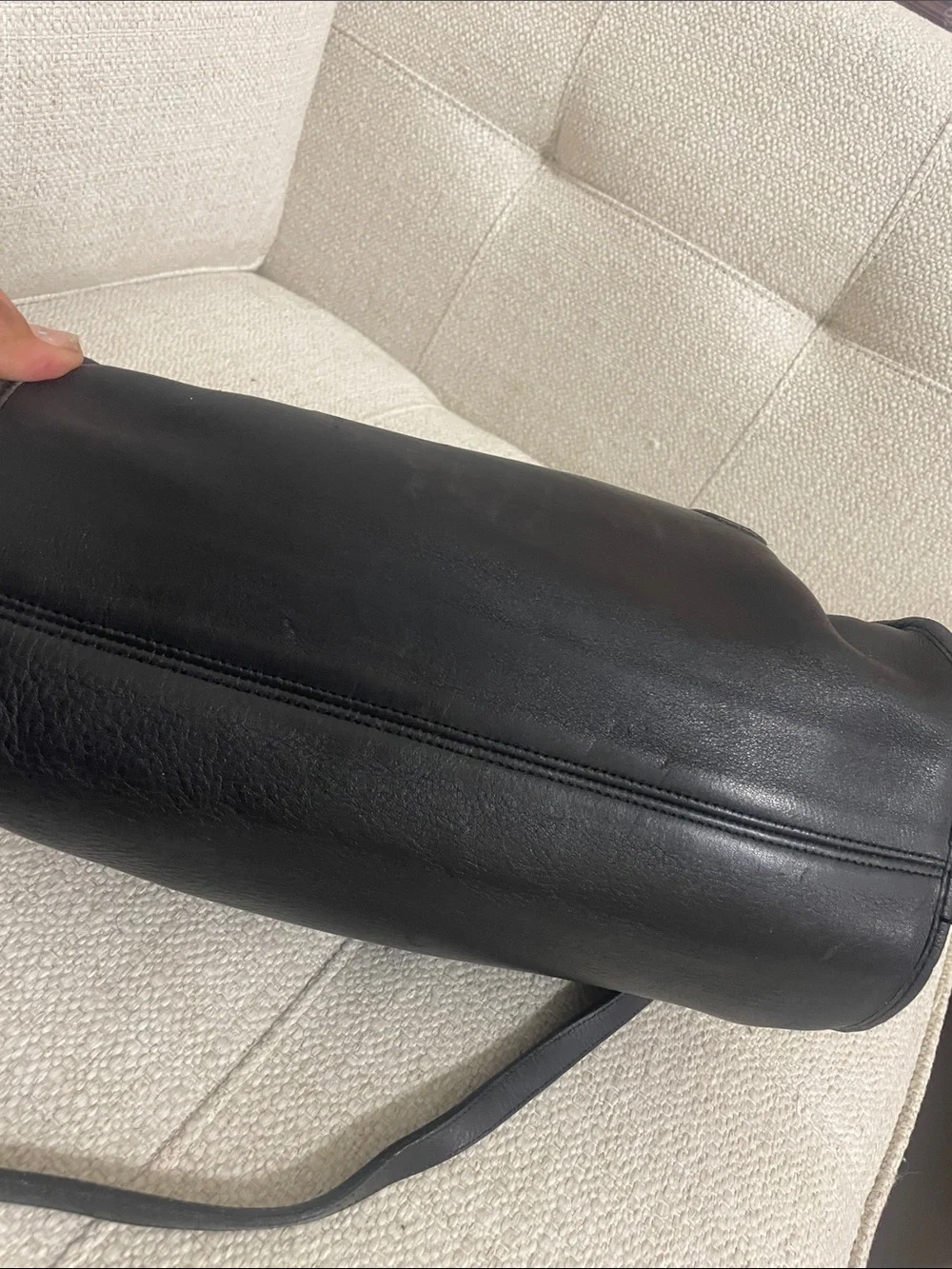 Coach Black Leather Double-Handle Satchel with Crossbody Strap